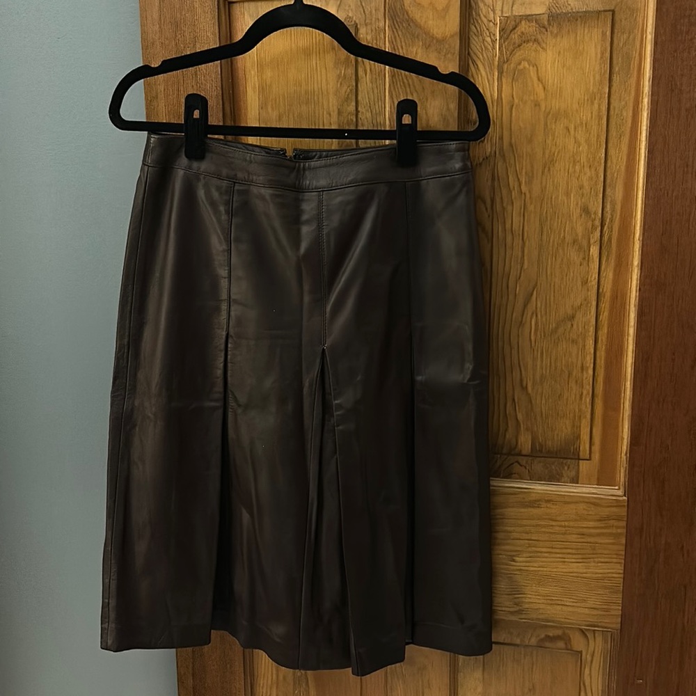 Brown leather skirt